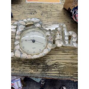 Vtg KIRCH  Lucite Acrylic Wall Clock Shells 80s  Bath Beach ~ Working